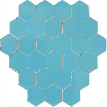 Mosaic House Moroccan tile Sata B 13 Light Turquoise  solid zellige, mosaic, zellij, field, pattern, glaze, simple, classic, hexagonal 